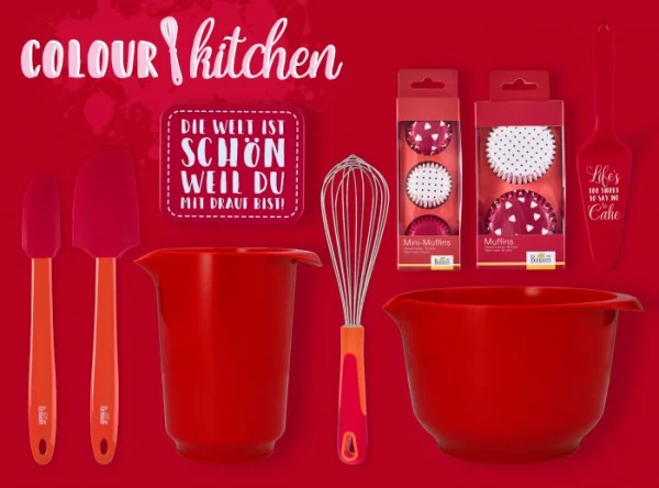 Teigschaber Colour Splash schmal 27 cm rot