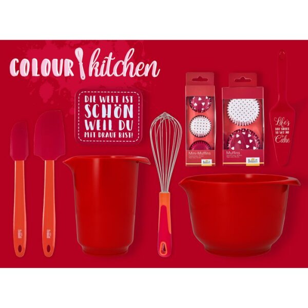 Silikonpinsel Colour Splash, klein, 3 cm, Rot, Silikonkopf mit Edelstahlgriff