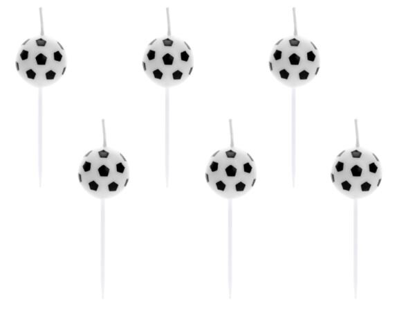 PartyDeco Candles Soccer Set/6