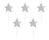 PartyDeco Candles Stars Silver Set/5