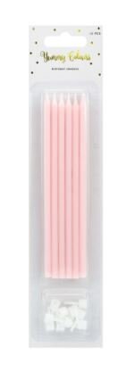 PartyDeco Candles Long Rosa Set/12