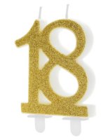 PartyDeco Candle Gold Number 18