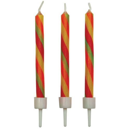 PME Candles Candy Stripes Twist with Holders Pkg/10