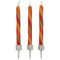 PME Candles Candy Stripes Twist with Holders Pkg/10