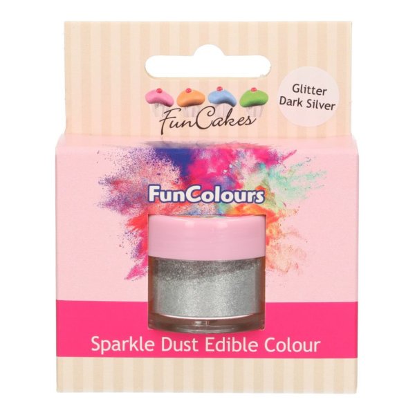 FunCakes Edible FunColours Sparkle Dust - Glitter Dark Silver