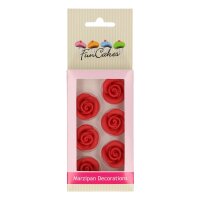 FunCakes Marzipan Dekorationen Rote Rosen Set 6-teilig