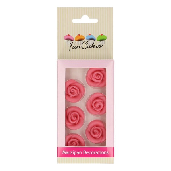 FunCakes Marzipan Dekorationen Rosa Rosen Set 6-teilig