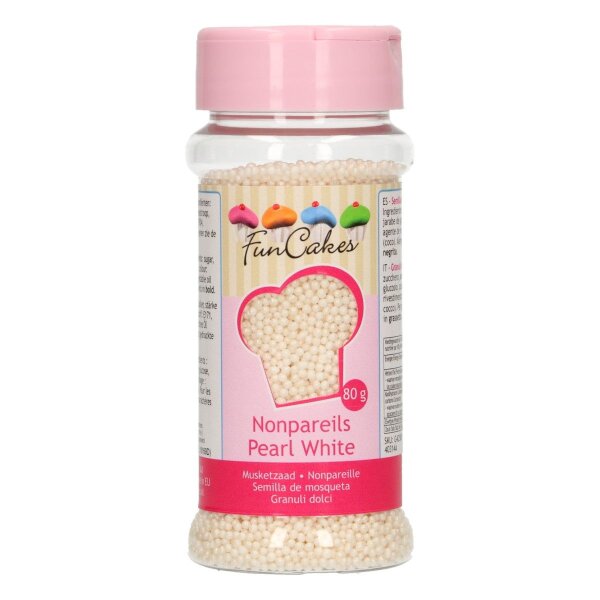 FunCakes Nonpareils  -Perlmutt wei&szlig;- 80 g