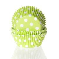 House of Marie Baking Cups Polkadot Lime Green - pk/50