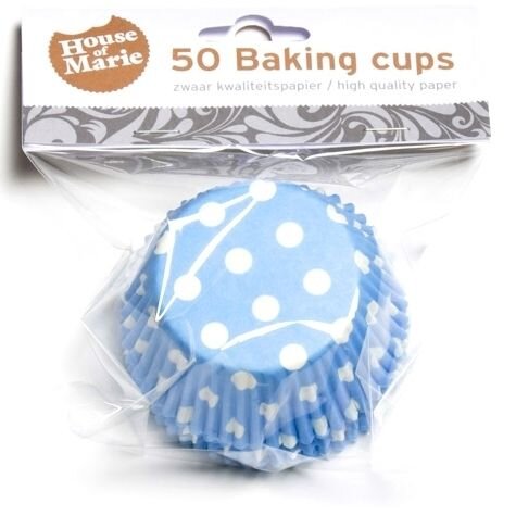 House of Marie Baking Cups Polkadot Blue - pk/50