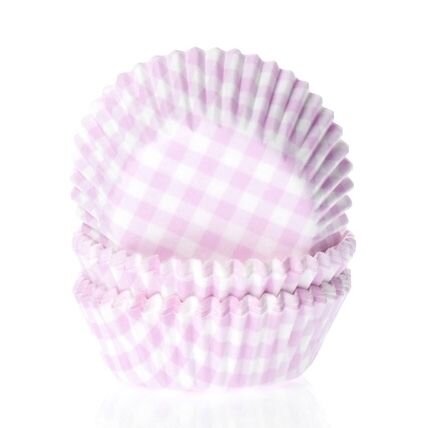 House of Marie Baking Cups Mini Gingham Pink - pk/60