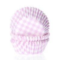 House of Marie Baking Cups Mini Gingham Pink - pk/60