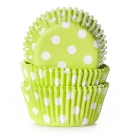 House of Marie Baking Cups Mini Polkadot Lime Green - pk/60