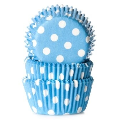 House of Marie Baking Cups Mini Polkadot Blue - pk/60