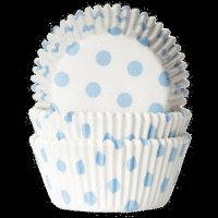 House of Marie Baking Cups Polkadot White/Baby Blue - pk/50