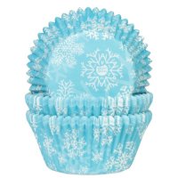 House of Marie Baking Cups Snow Crystal Blue - pk/50