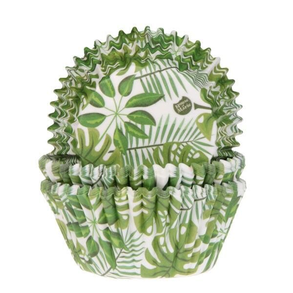 House of Marie Baking Cups Green Leaves - pk/50