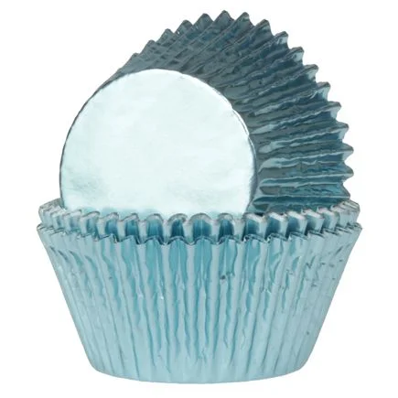 House of Marie Baking Cups Mini Foil Light Blue - pk/36