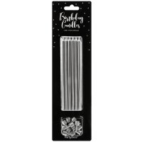 PartyDeco Candles Long Silver Set/12