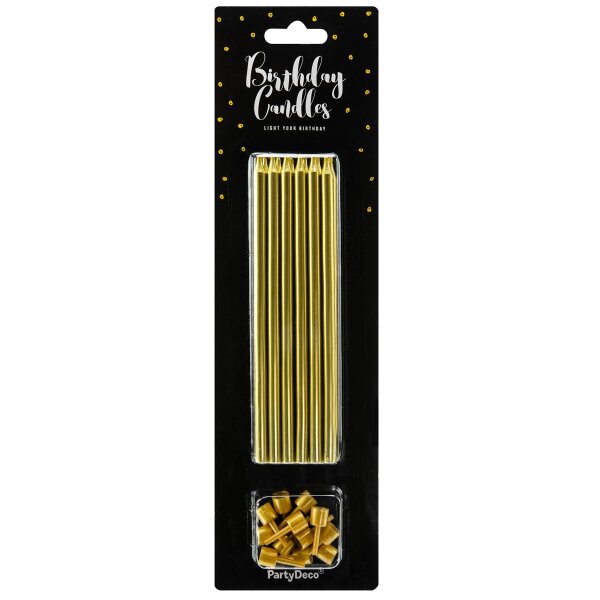 PartyDeco Candles Long Gold Set/12