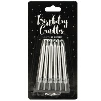 PartyDeco Candles Silver Set/6