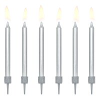 PartyDeco Candles Silver Set/6