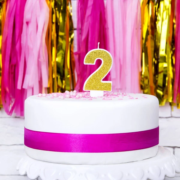 PartyDeco Candle Gold No. 2