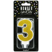 PartyDeco Candle Gold No. 3
