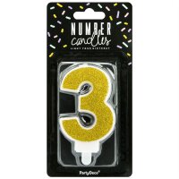 PartyDeco Candle Gold No. 3