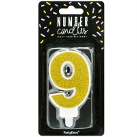 PartyDeco Candle Gold No. 9