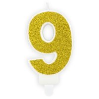 PartyDeco Candle Gold No. 9